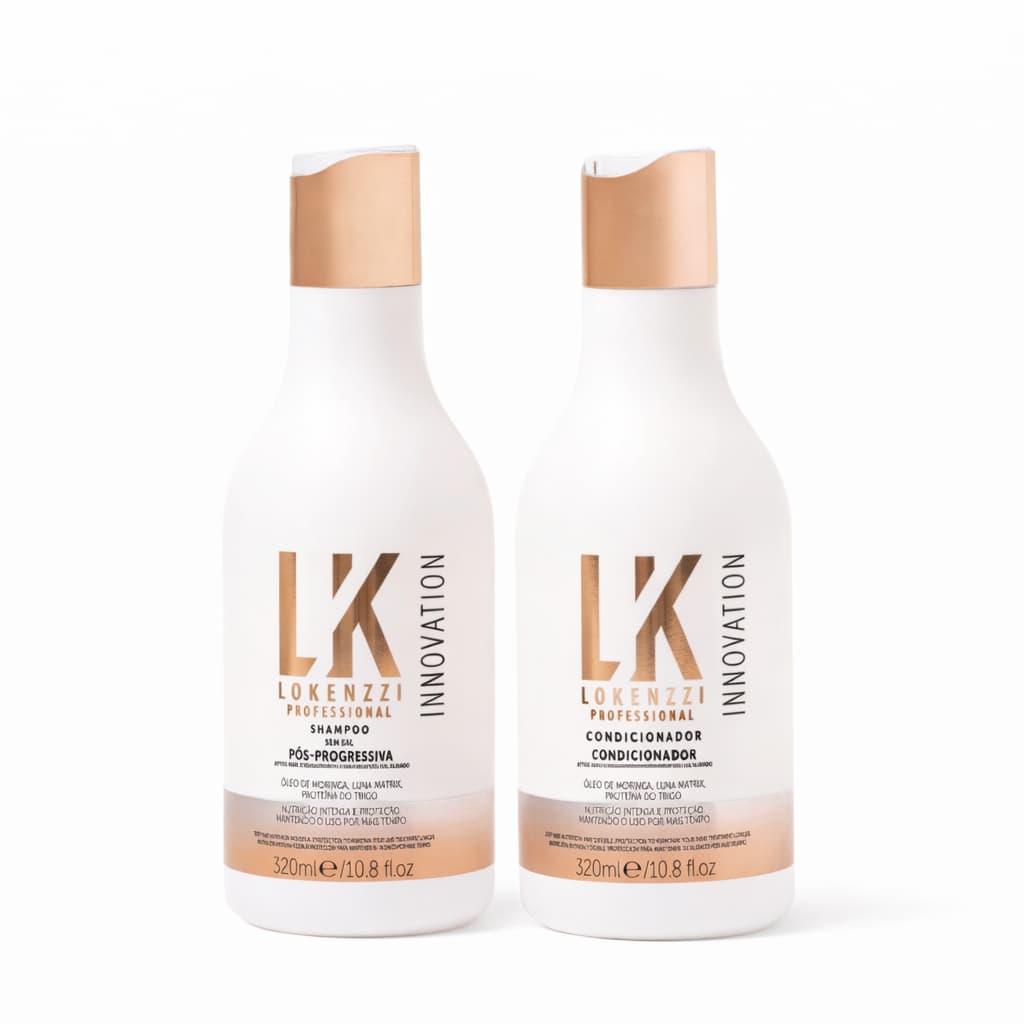 Kit Pós Progressiva Shampoo + Condicionador Lokenzzi 320ml Tratamento Profissional Cabelos Alisados Hidratação Profunda
