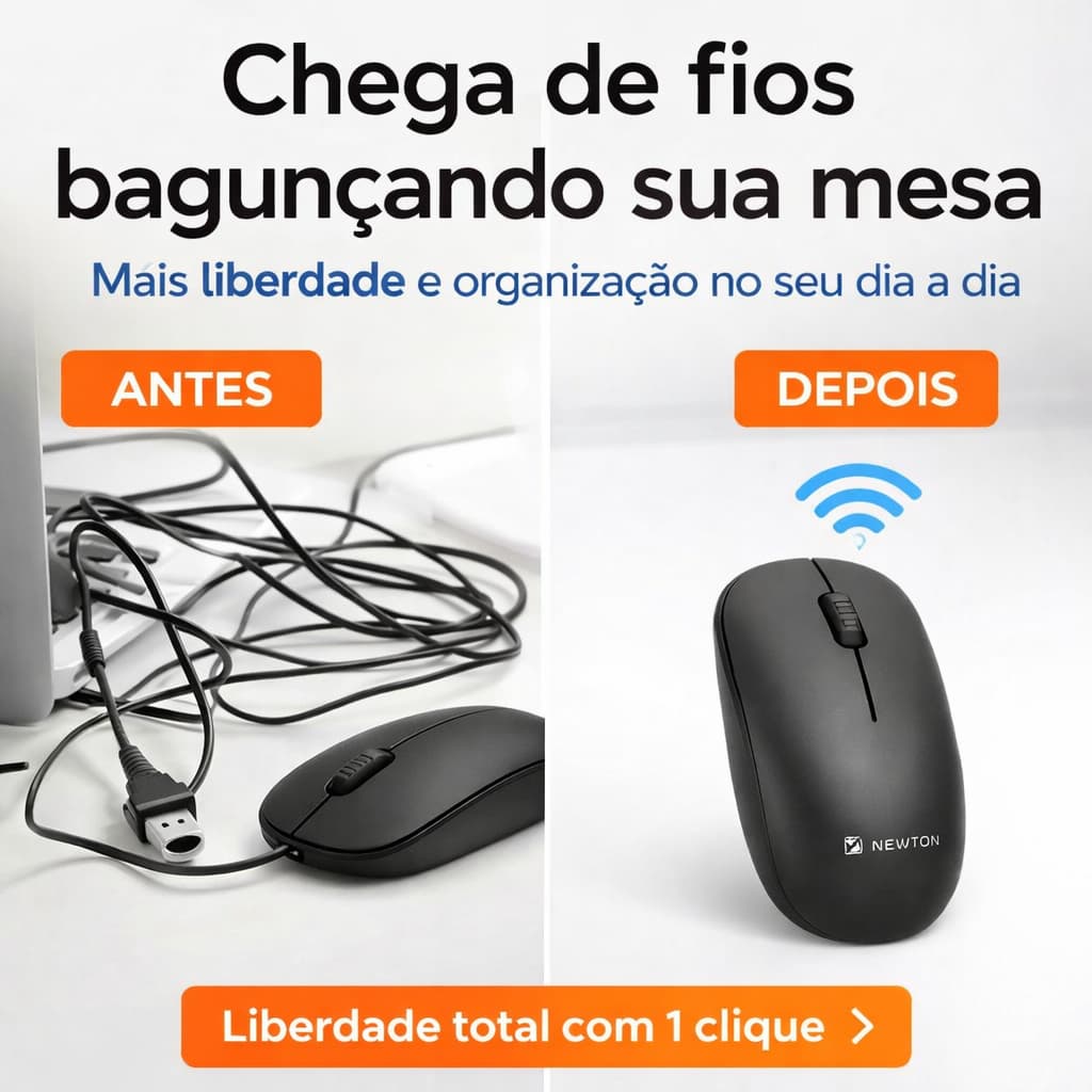 Mouse Sem Fio Preto 2.4GHz USB Óptico Ergonômico Notebook PC Wireless NMS-007