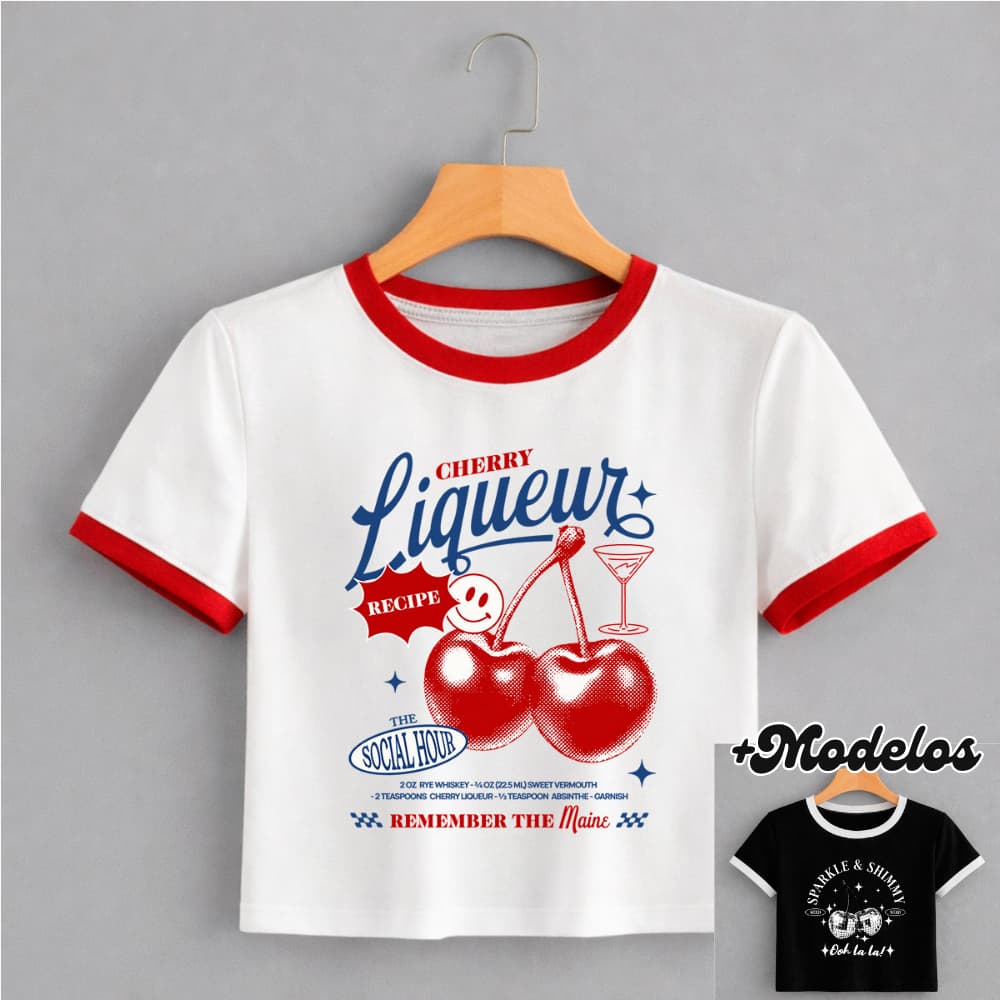 BABY TEE Feminina, Modelo CEREJA CHERRY, Cropped Camiseta - Estilo Alternativa Y2K Blogueira Streetwear Tumblr