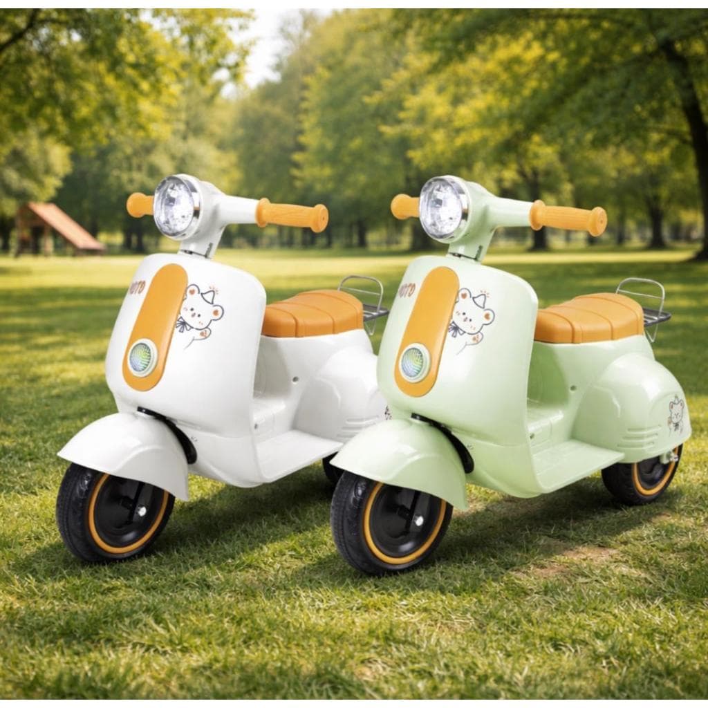 Triciclo Motinha Infantil 6V Avespa Maral Eletrica Luzes e Sons Scooter Suporta Ate 30 KG