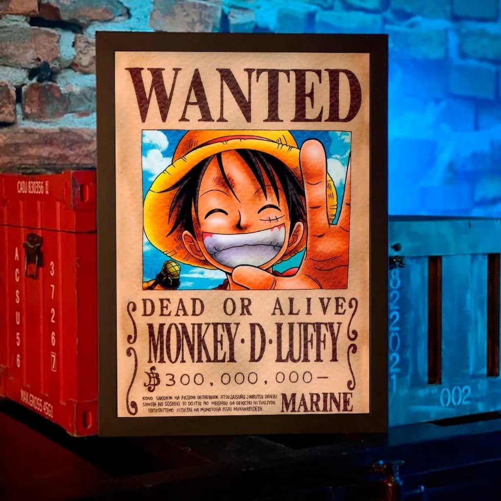 Placa Decorativa One Piece 20x30cm em MDF Premium – Procurados Wanted Luffy