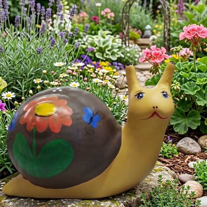 Caracol Em Cerâmica De Decoração  PintDado A Mão Jardim Promoção mais vendido