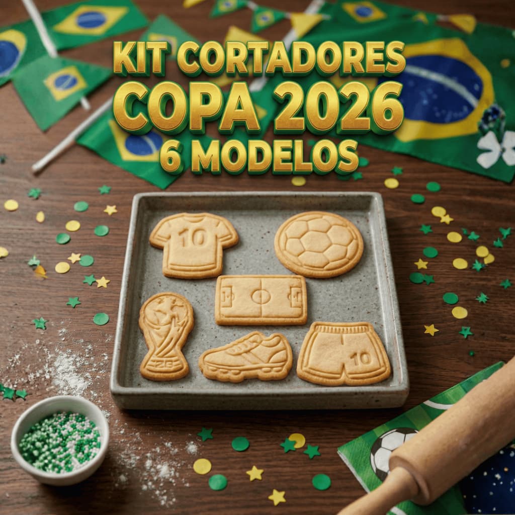 Kit 6 Cortador Marcador Cookie Copa Do Mundo 2026