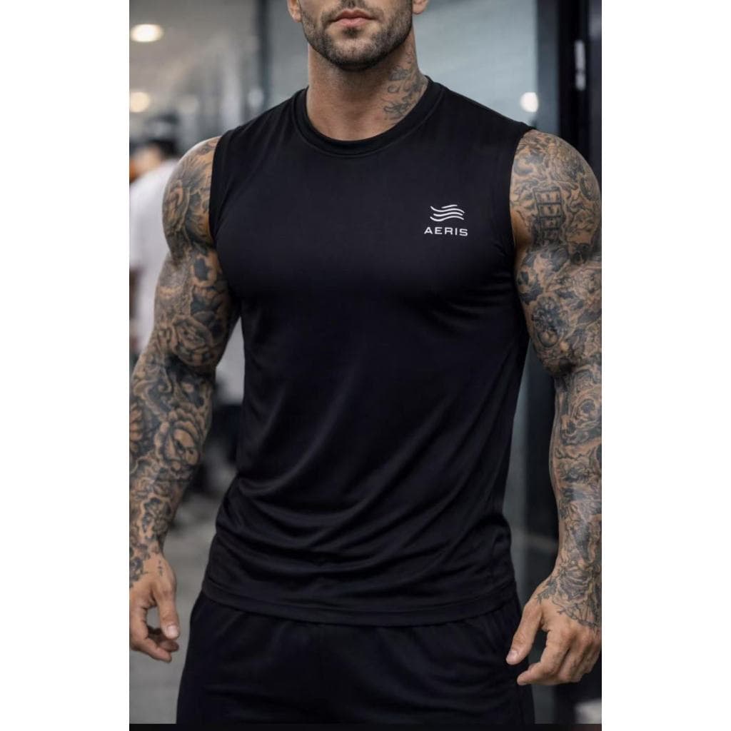 Regata DryFit Masculinas Sem Manga Seda Gelada Leve, Fresca e Sensação Refrescante Imediata-AERIS