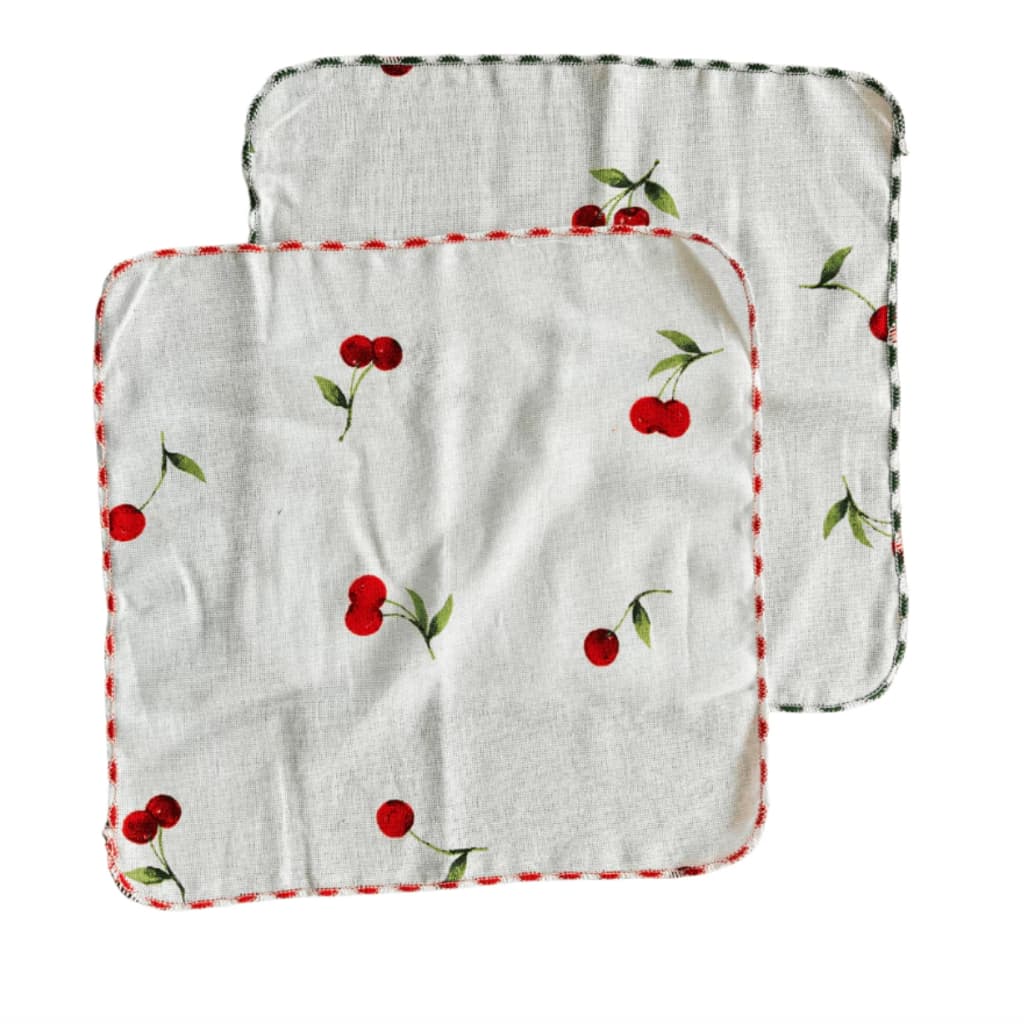 Pano de Prato 35x35cm 100% Algodão [Cereja e Xadrez] Essencial para Cozinha