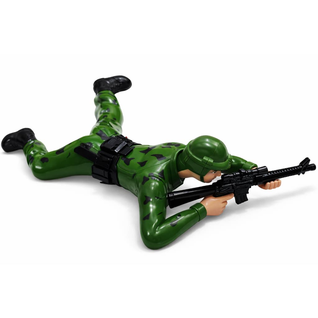 Boneco Soldado A Pilhas Que Rasteja Soldadinho  Rastejante Brinquedo Musical som