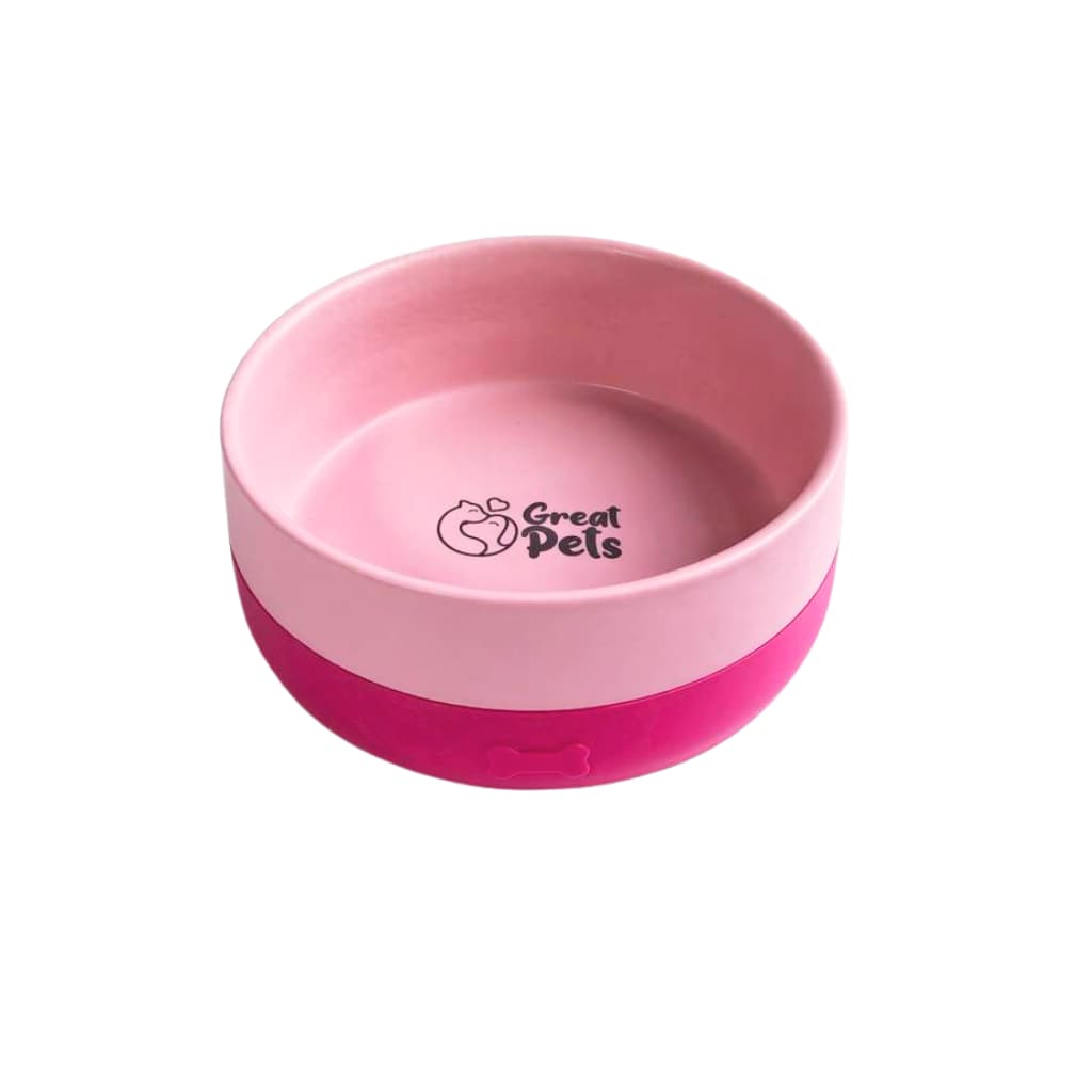 Comedouro Cerâmica Bebedouro Com Silicone Tigela Para Cachorro ou Gato 400ml Rosa