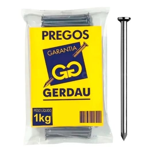 Prego Com Cabeça Gerdau 18 X 27 Aço Polido 1kg