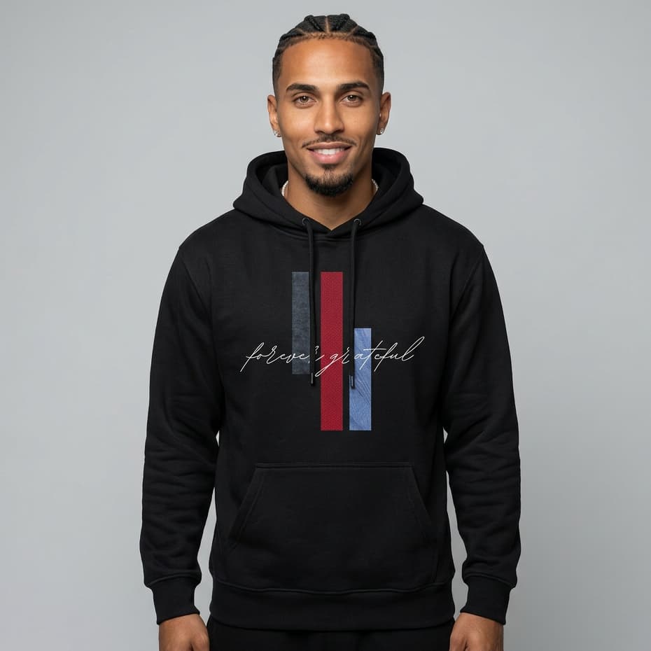 Moletom Masculino Canguru Com Capuz Forever Grateful Blusa De Frio Casual Inverno Frase