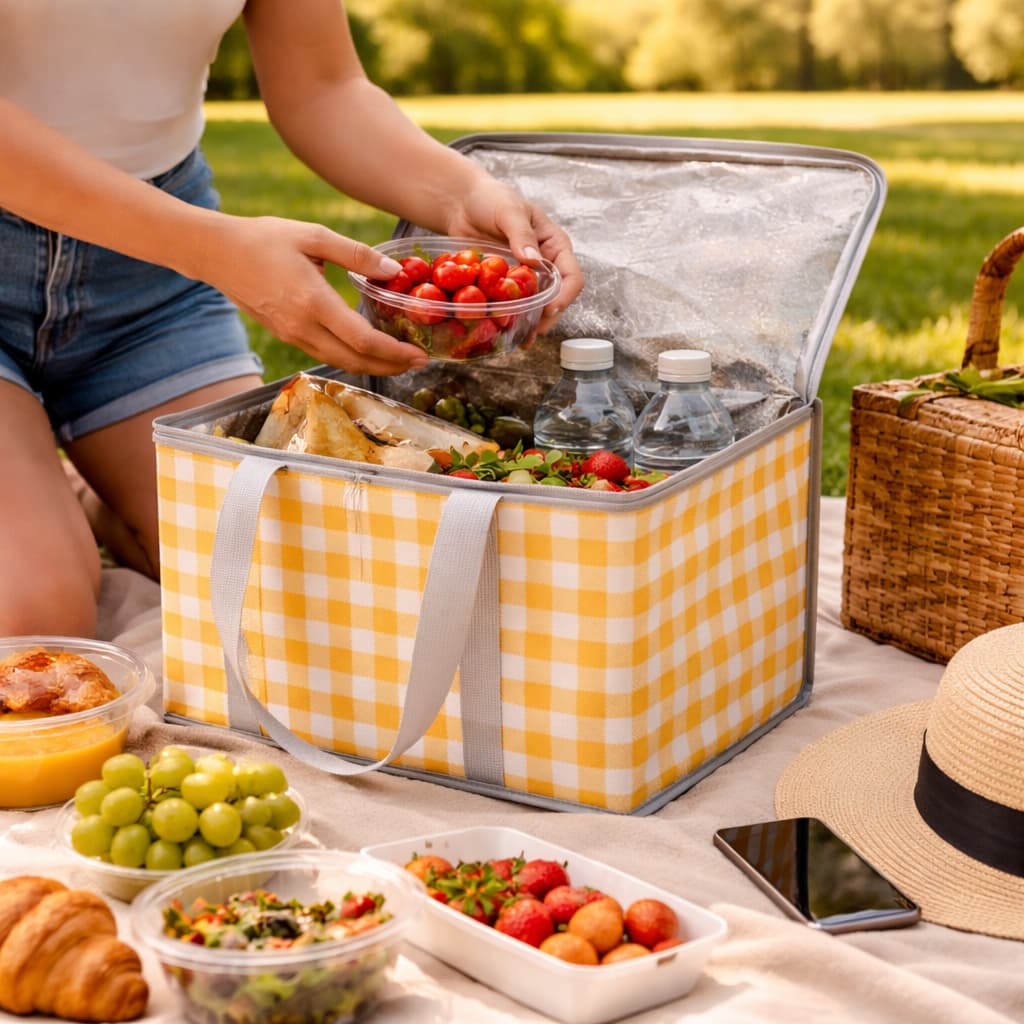 Bolsa Termica Dobravél Portatil Isolamento Termico Alimentos Compacta Piquinique Praia Ziper