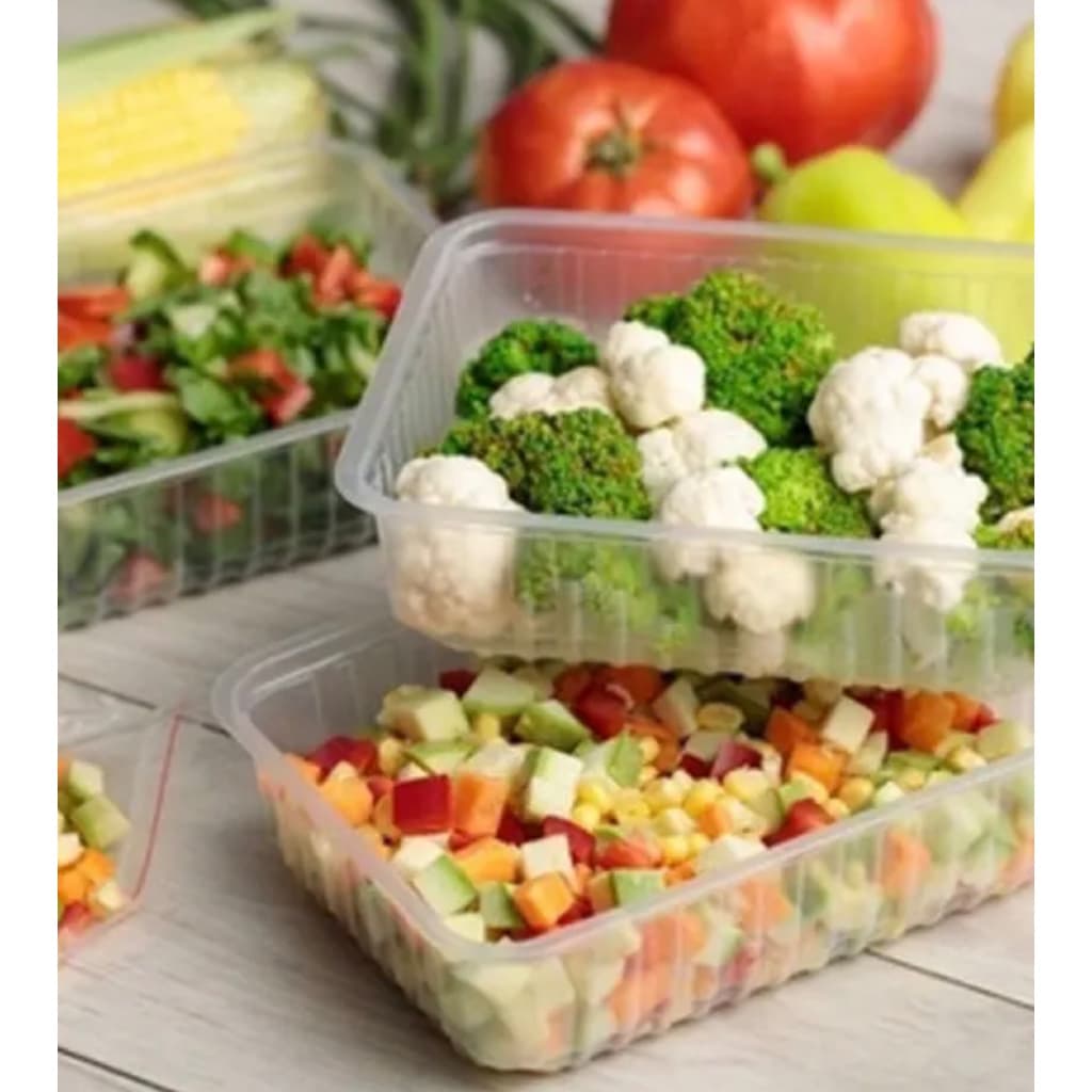 Kit 10 Potes Marmita Descartável Plástico 500ml Resistente ao Freezer e Microondas Prática Fitness Dieta