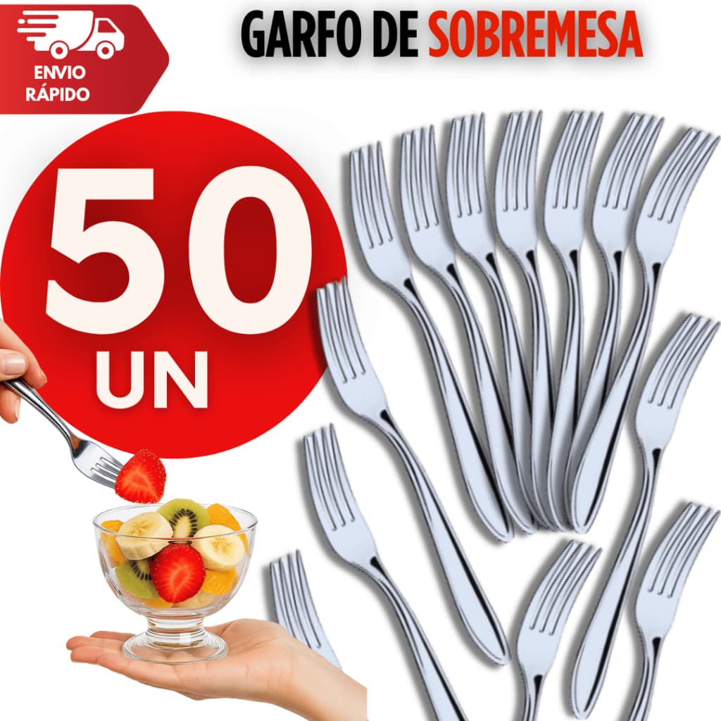 Jogo Garfos Sobremesa Aço Inox 16,3 Cm Doceria Churrascaria Restaurante Cafeteria Casa Utensílios