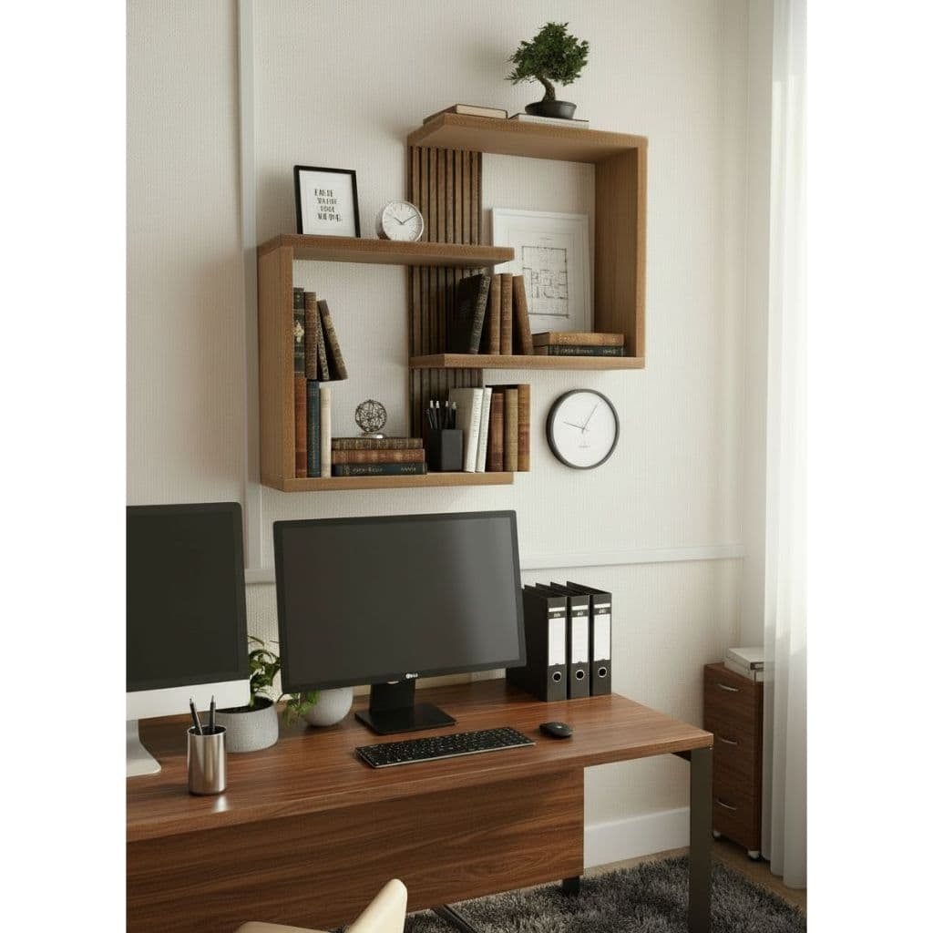 Nicho de Parede MDF CRU Decorativo com Prateleira Estante Suspensa Sala Quarto Escritório Organização
