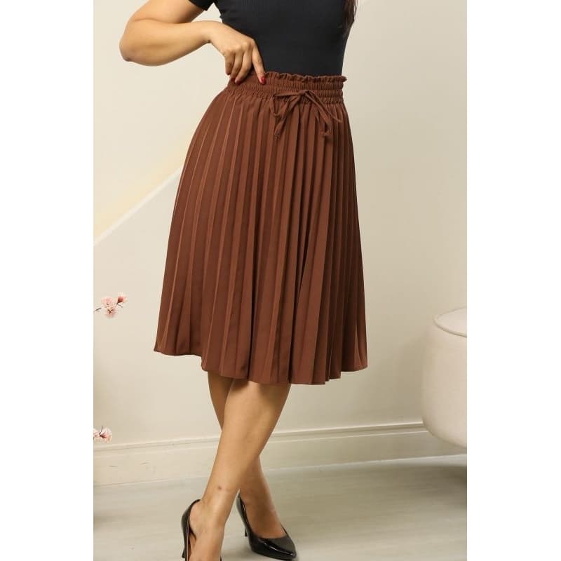 Saia Midi Plissada Feminina com Cintura Elástica | Conforto e Elegância