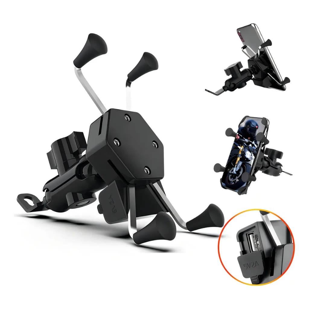 Suporte Celular Moto Garra X Com Carregador Universal Usb