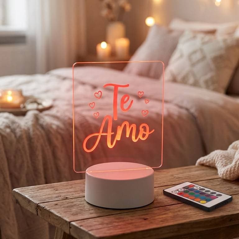 Luminária LED 3D Te Amo Presente Romântico Criativo Abajur Luz Noturna Decoração