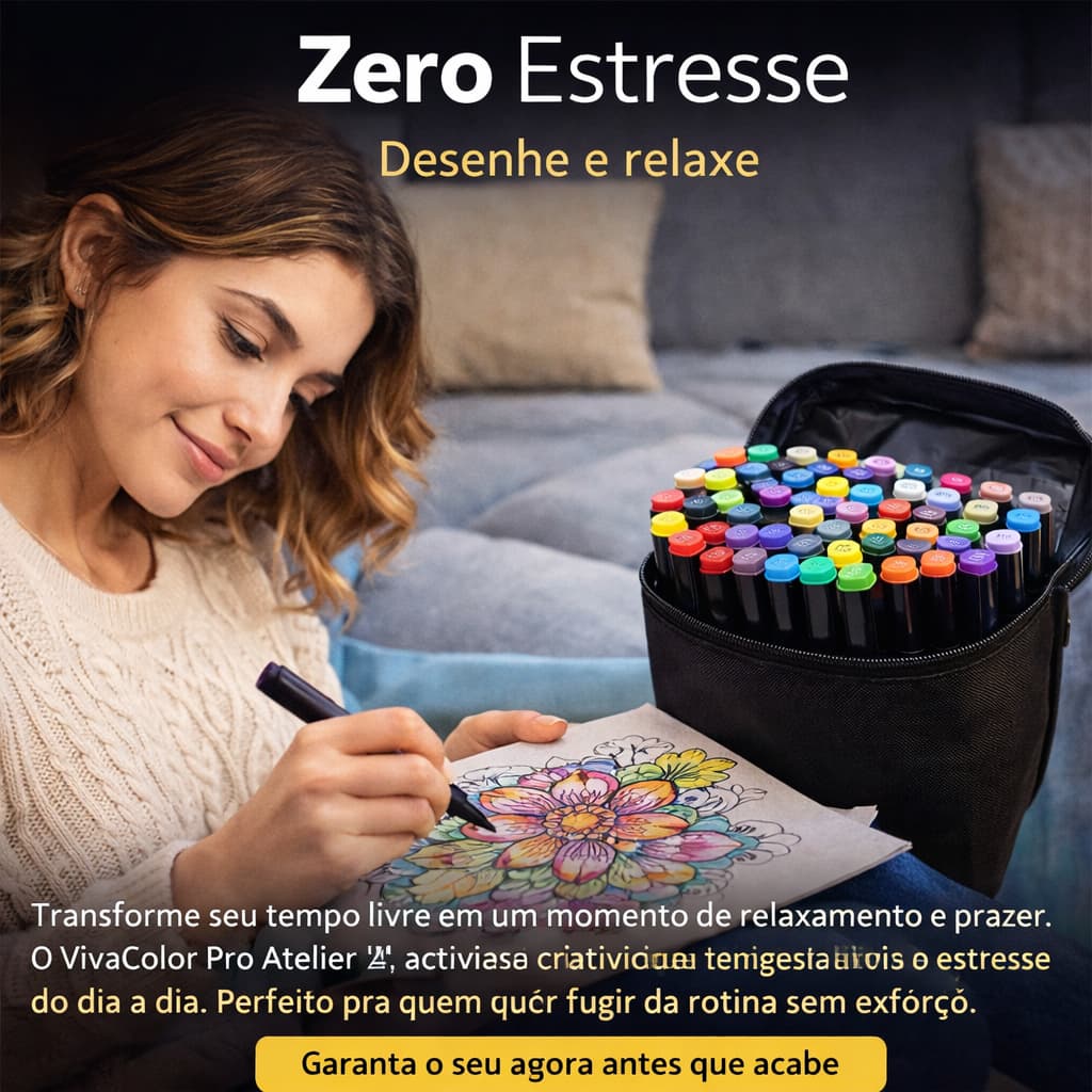 Kit 48 Canetas Hidrográficas Coloridas Profissionais Ponta Fina Estojo VivaColor Pro Atelier™ Para Desenho Artístico Esc
