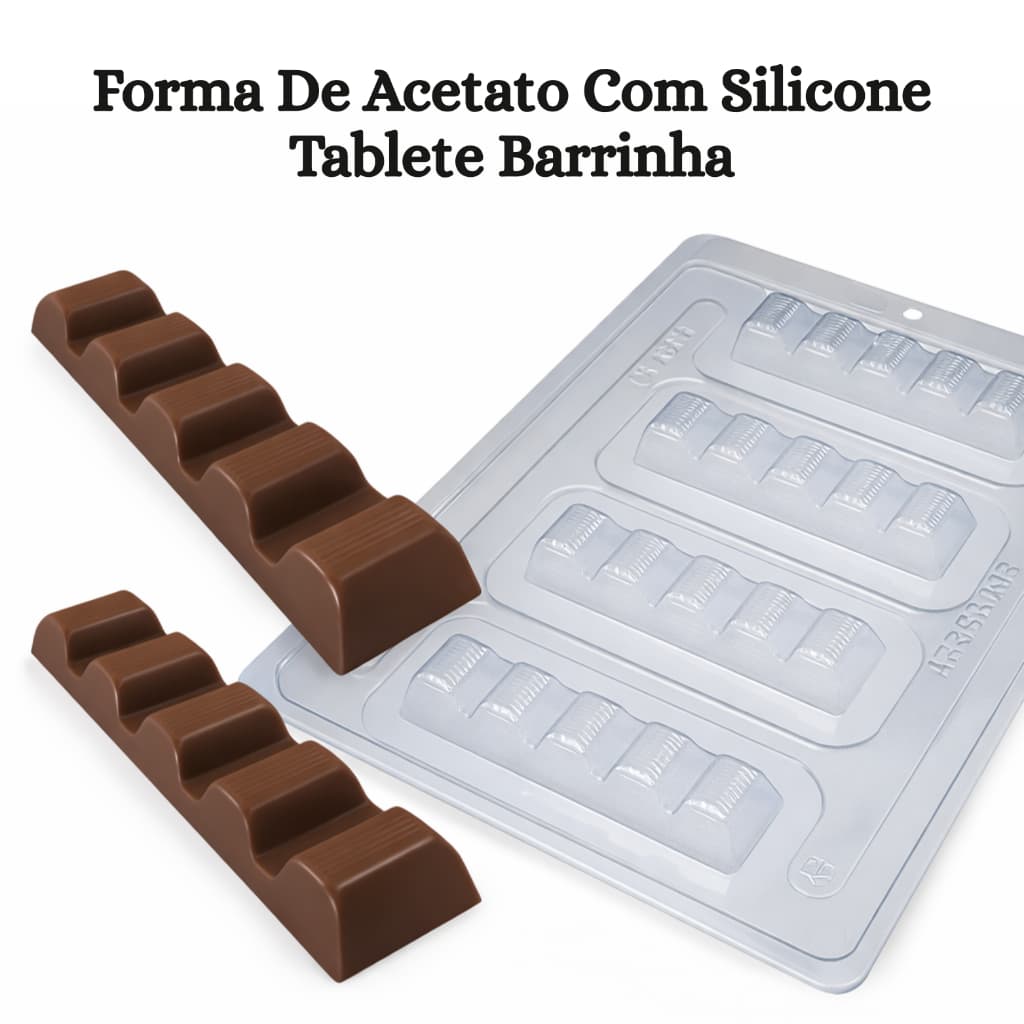 Forma De Acetato Com Silicone Tablete Barrinha BWB 9688 Chocolate Profissional Confeitaria Doces
