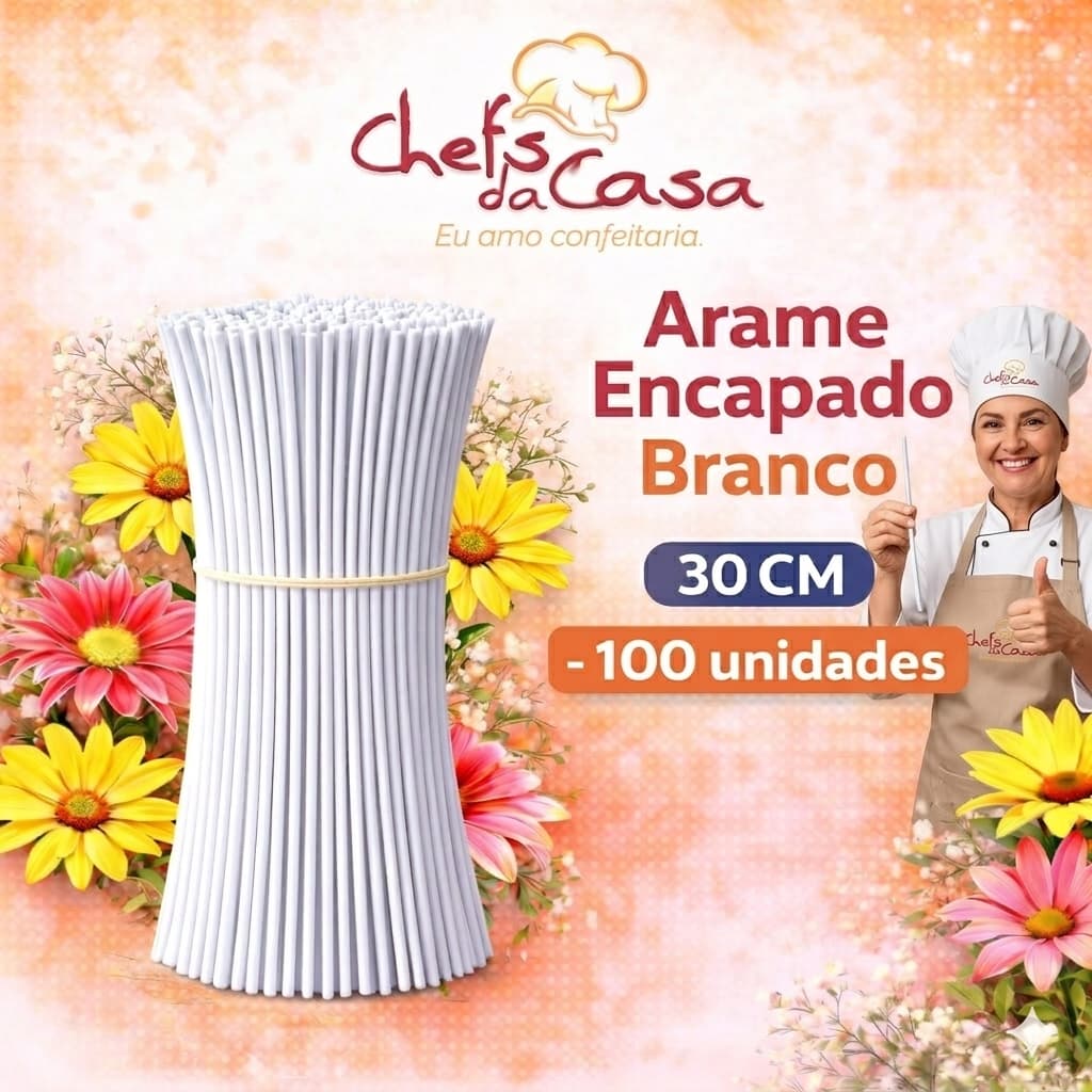 Arame Encapado Branco 30CM - 100 unidades