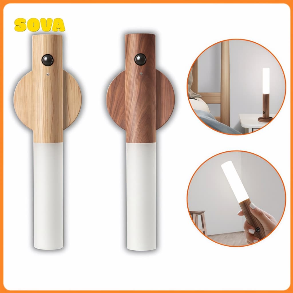 Kit 2/1 Luz Noturna Inteligente com Sensor LED Lâmpada Magnética USB Recarregável De Parede ou Cabeceira para Casa