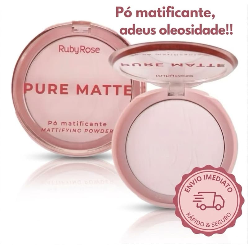 Pó Facial Matificante ultrafino Pure Matte Ruby Rose  - Controle de Oleosidade e Disfarce de Poros 9g