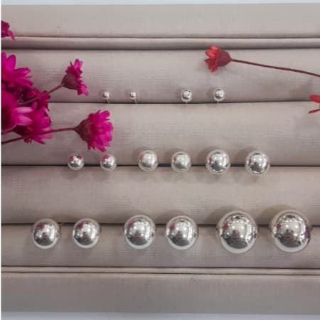 BRINCOS BOLINHAS DE 2MM A 10MM - PRATA 925
