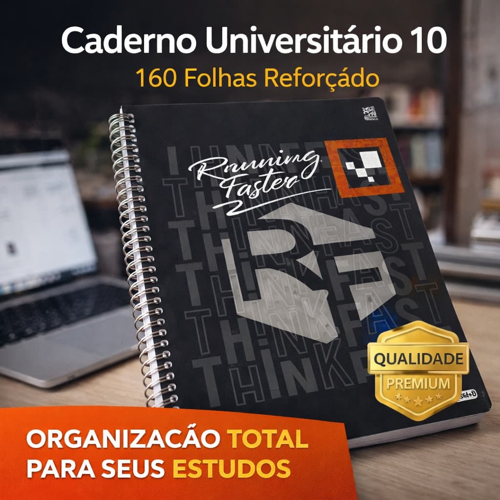 Caderno Universitário 10 Matérias 160 Folhas Capa Dura Reforçado Grande Escolar Faculdade Sortido