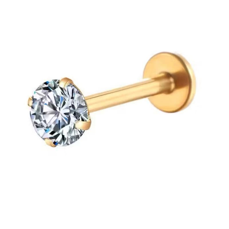 kit Piercing Helix Tragus Conch Labret Titânio PVD Zircônia Redonda