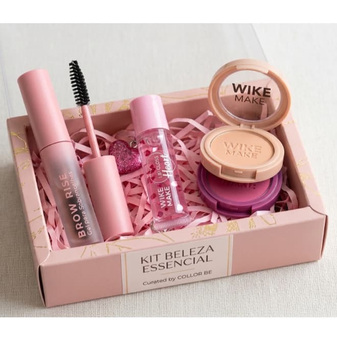 Kit Maquiagem Completo 3 Itens: Sombra Trio + Lip Oil Coração Sortidos + Gel de Sobrancelha Brow Rise Ruby Rose
