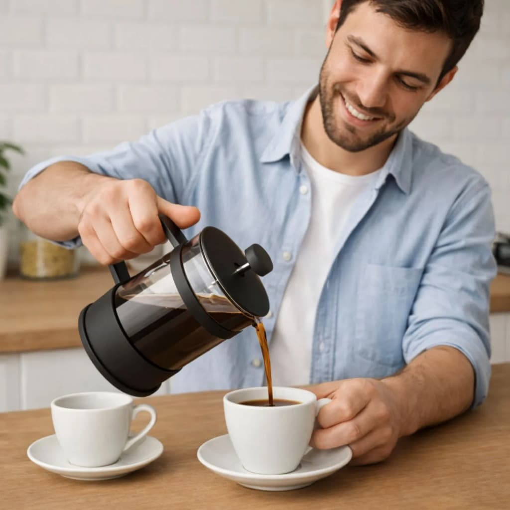 Cafeteira Prensa Francesa Cremeira Café Expresso Preta 300ml