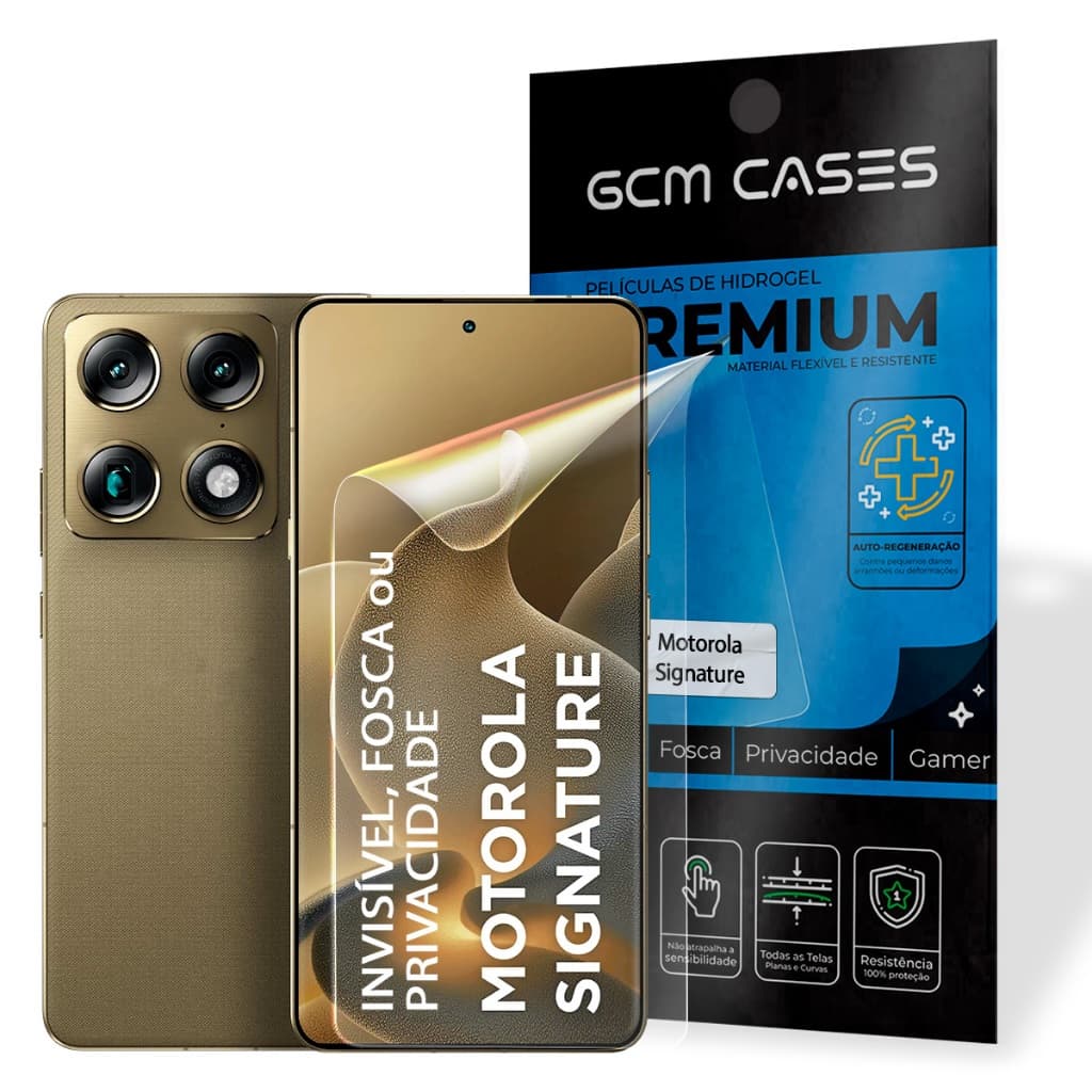 Película Para Motorola Signature Hidrogel TPU Anti-risco Flexivel Invisivel, Fosca e Privacidade