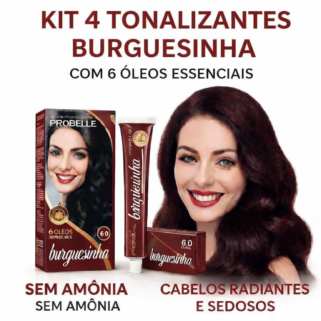 KIT 4 TONALIZANTE SEM AMÔNIA BURGUESINHA 50G-PROBELLE MONTE SEU COMBO