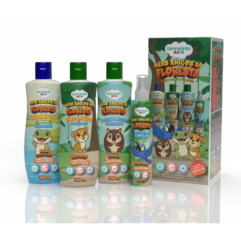 KIT Capilar Infantil Minha Amiga Capivara - 4 Itens Bio Instinto Cabelo e Corpo Acompanha Adesivos