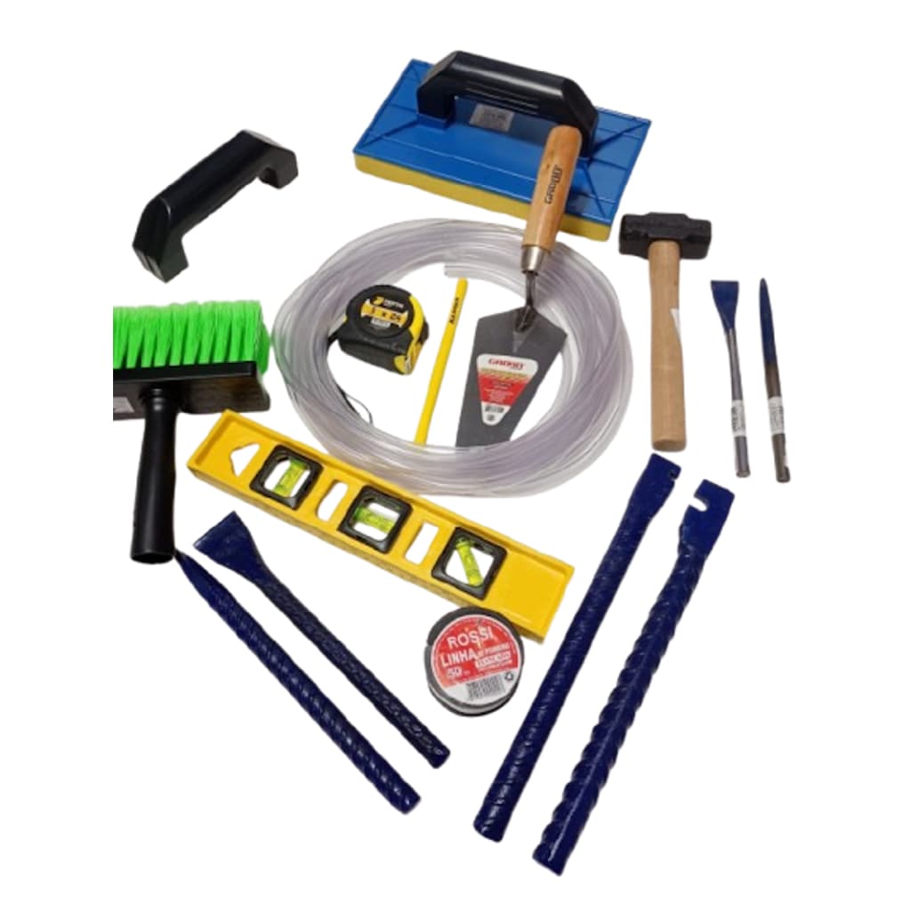 Kit Ferramentas Pra Pedreiro Mangueira Nível Colher Trena