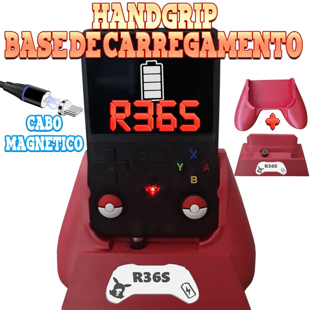 Handgrip + Base Carregadora para R36S - R36 Ultra / com Cabo e Carregador Magnetico