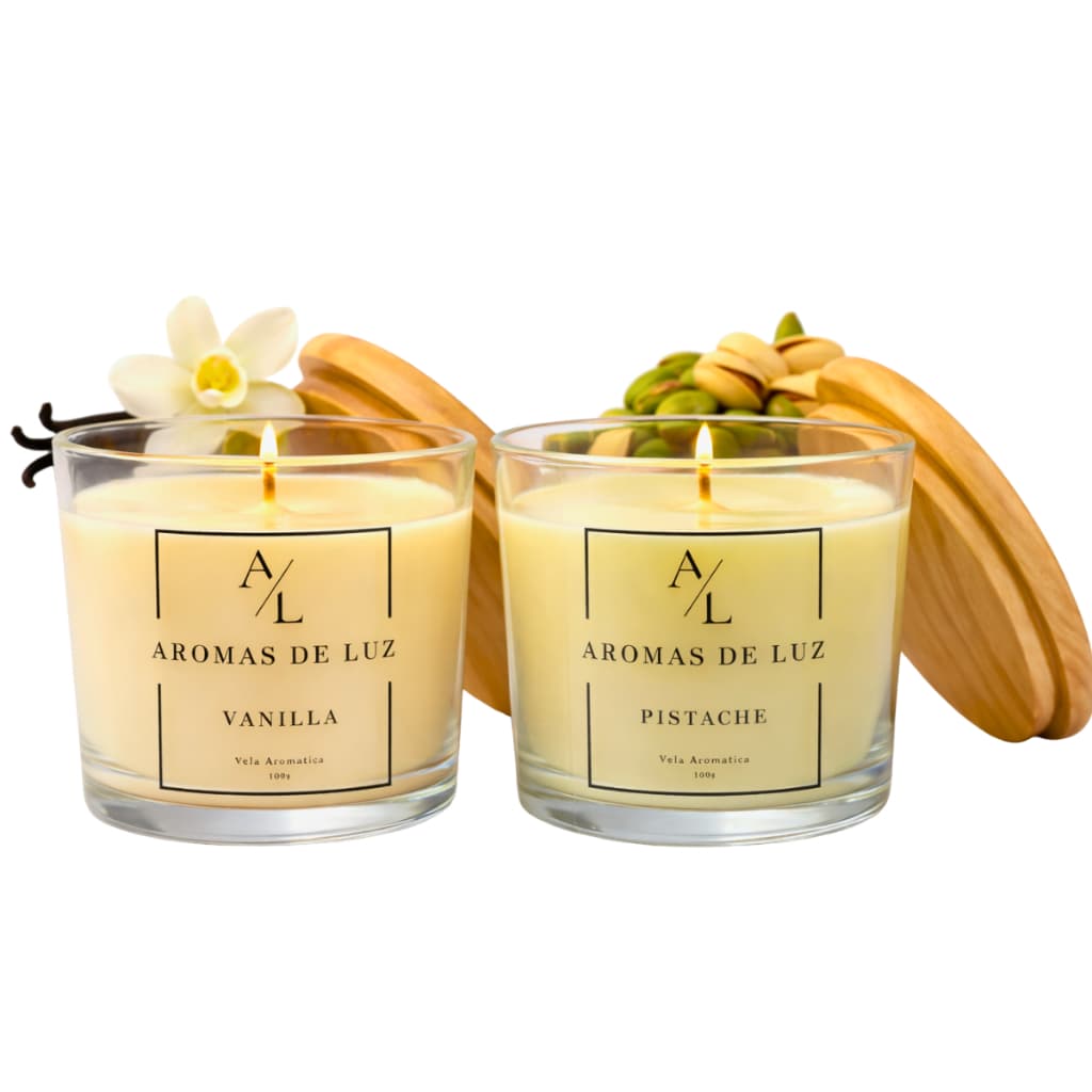 Kit 2 Velas Aromáticas Perfumada Vanilla E Pistache 100gr