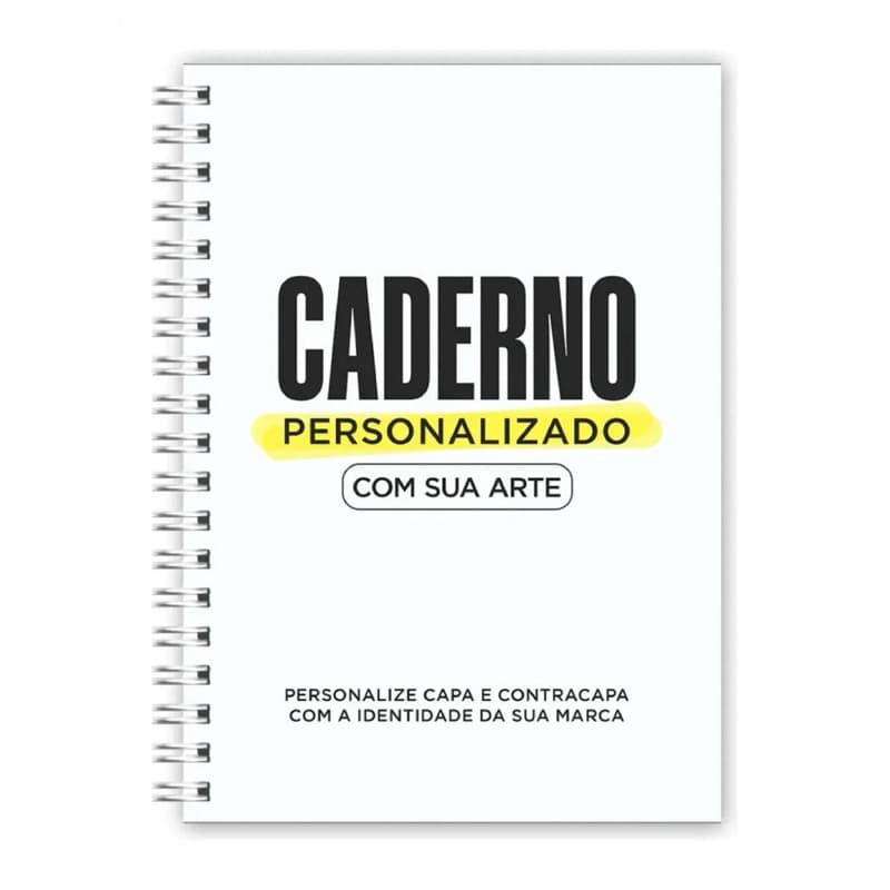 Caderno Personalizado 200 folhas - Escolha o tamanho A4 Universitário Capa com nome, logo, foto