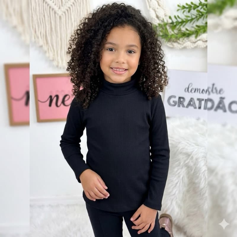 Blusa Feminina Infantil Manga Longa