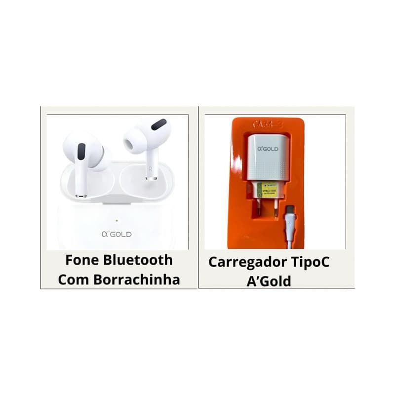 KIT FONE BLUETOOTH + CARREGADOR A’GOLD – OFERTA IMPERDÍVEL COM ALTA QUALIDADE!