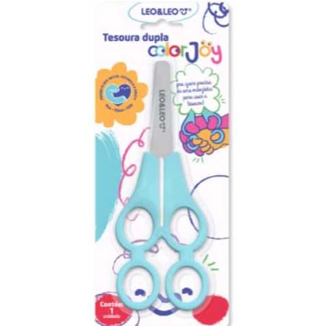 Tesoura Escolar Dupla Tandem Color Joy INCLUSIVA