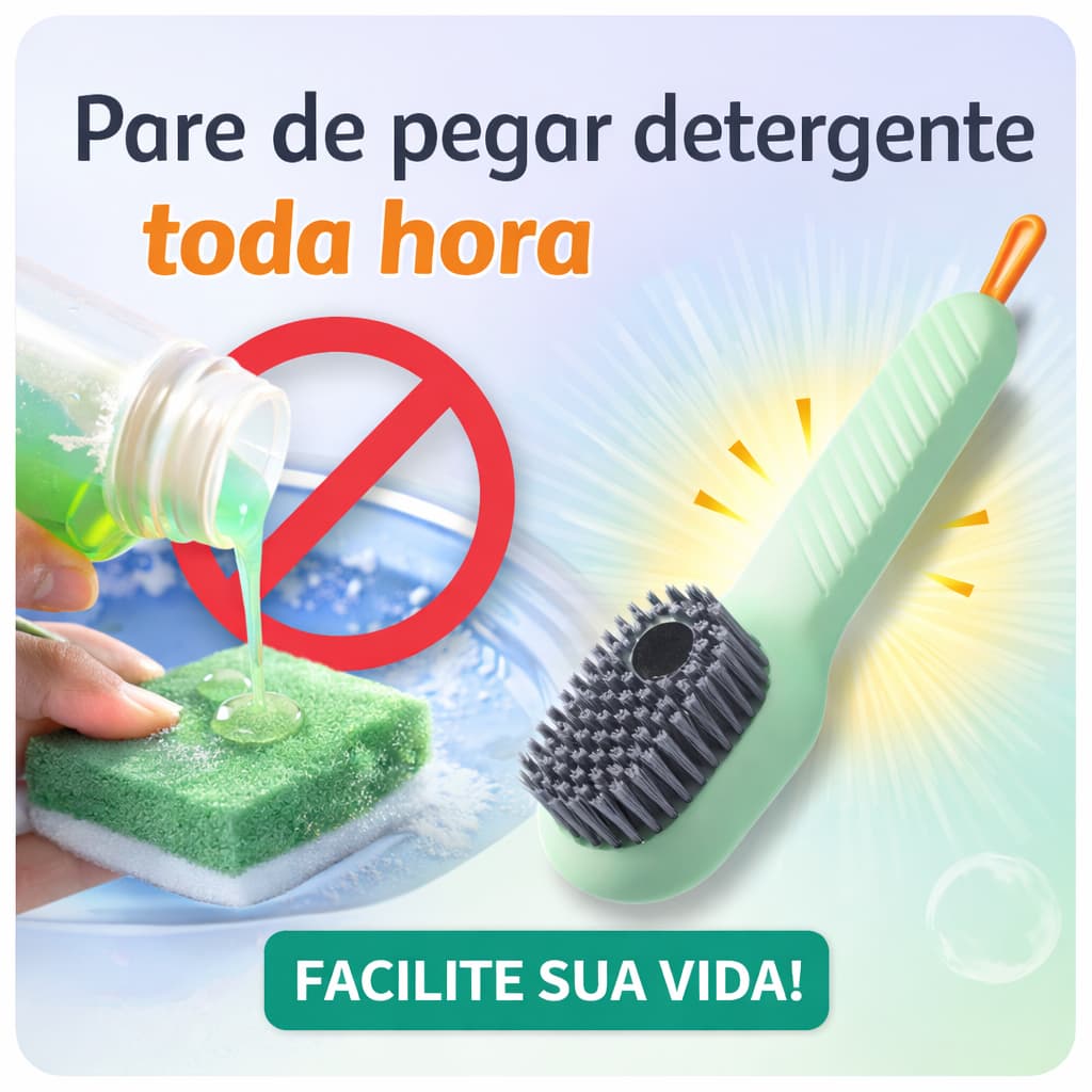 Escova com Dispensador de Sabão Lava Louça Multiuso Cozinha Limpeza com Reservatório