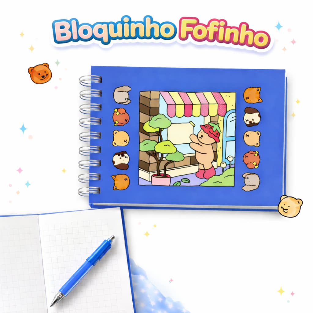 Livro de Pintar Infantil Capa Dura Azul Desenho Educativo Criativo Criança Presente
