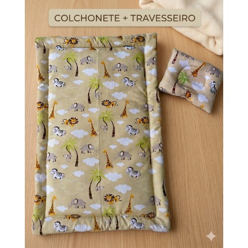 Colchonete Grande para Bebê Estampado + Travesseiro