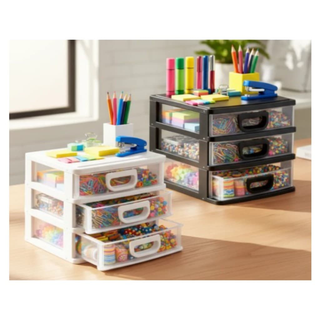 Gaveteiro Porta Tudo Organizador De Mesa 3 Gavetas tamanho grande 26x22x18