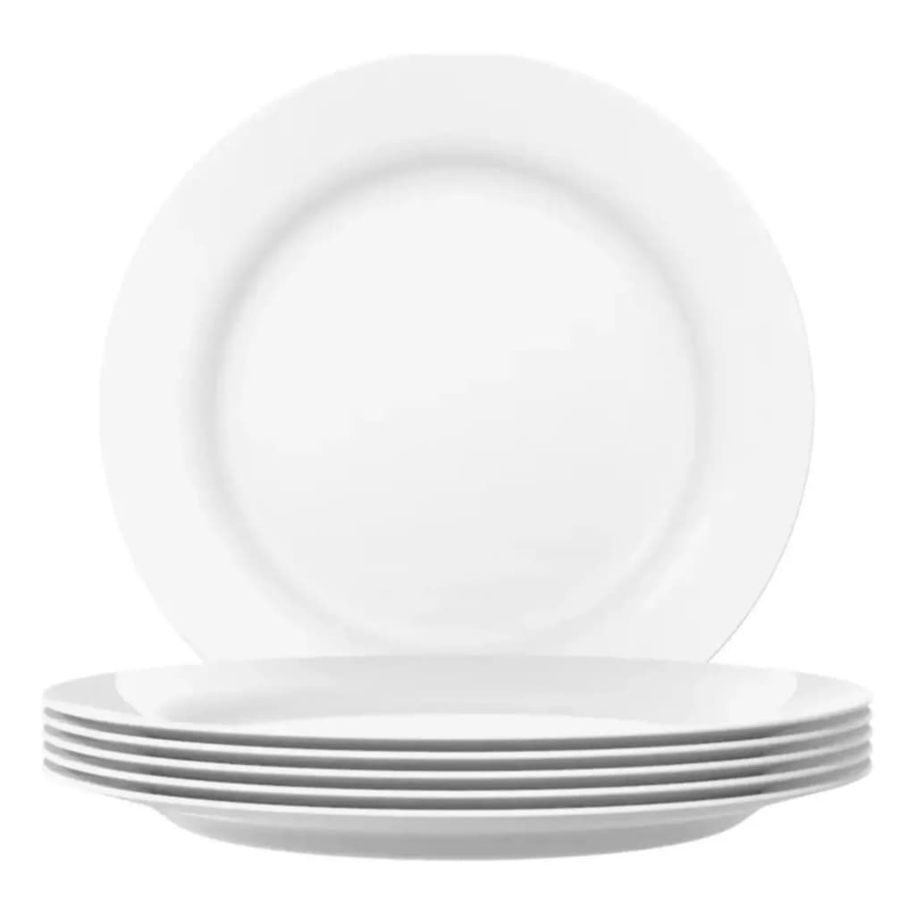 Prato Raso 31cm Menu Nadir Vidro Opalino Branco 6 Uni