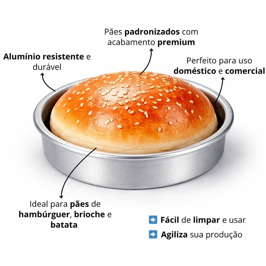 20 Formas Pão De Hambúrguer 11,5X2,5Cm Alumínio Profissional