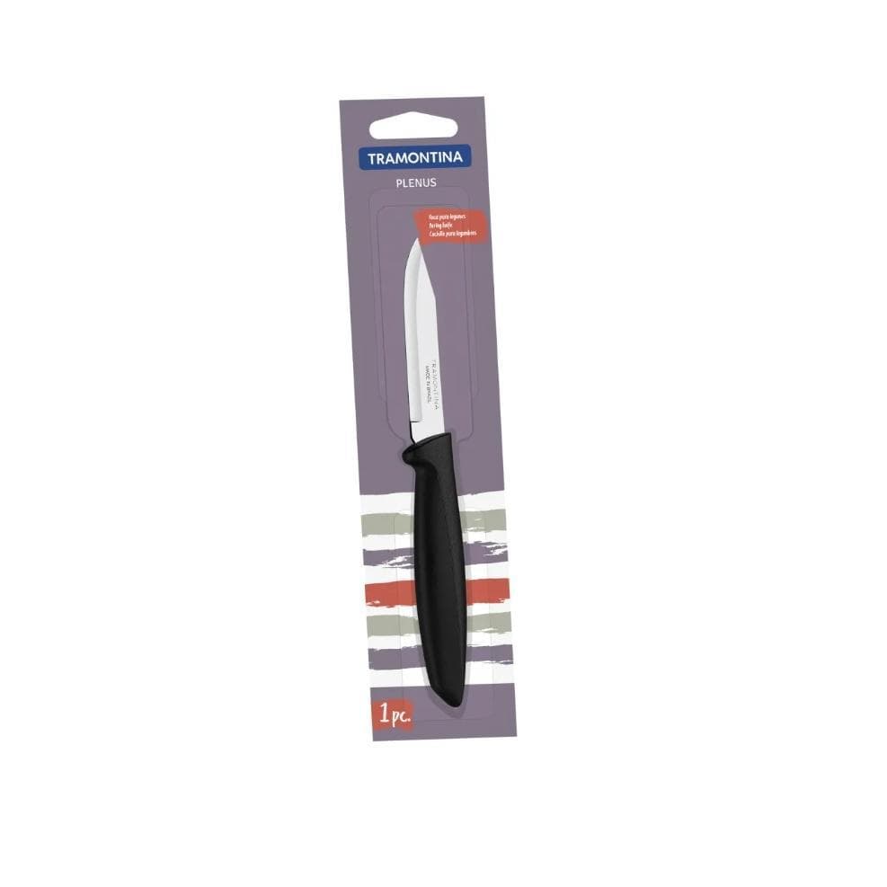 Faca para Legumes e Frutas Tramontina Plenus 3” Aço Inox Cabo Preto