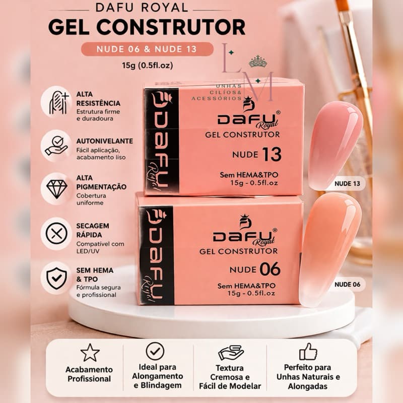 Gel Construtor Dafu SEM TPO SEM HEMA Alta Qualidade Diversas Cores 15ml Com Anvisa