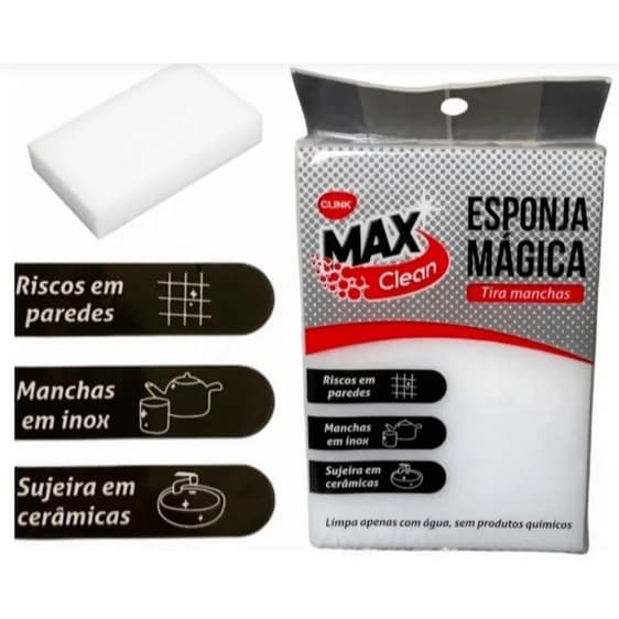Esponja Mágica Melamina Max Clean Clink – Remove Manchas Difíceis Sem Riscar