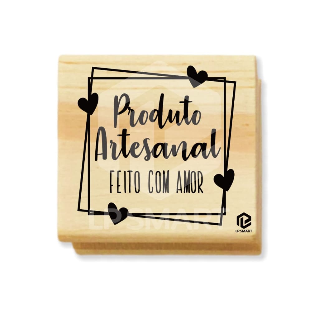 Carimbo Embalagem - Produto Artesanal Feito com Amor 2 - 4cm X 4cm - EMB010